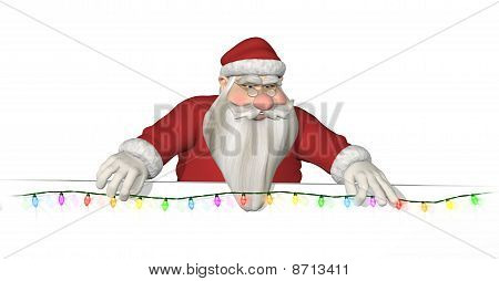 Santa hangt lichten over een grens