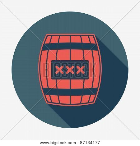 Pirate icon, cask or barell. Flat design vector illustration.