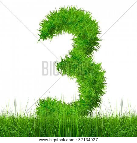 Concept or conceptual green grass, eco or ecology font isolated on white background