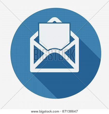 Mail icon, open envelope. Flat design vector illustration.