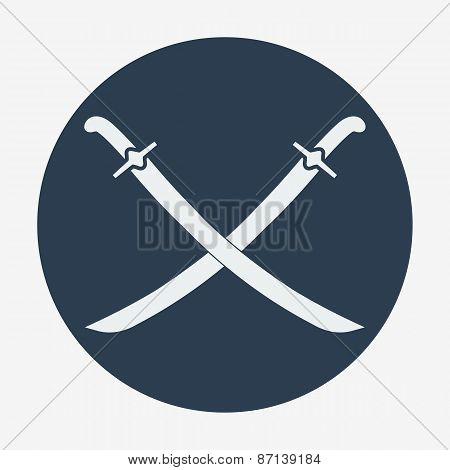 Pirate icon,two crossed sabers. Flat design vector illustration.