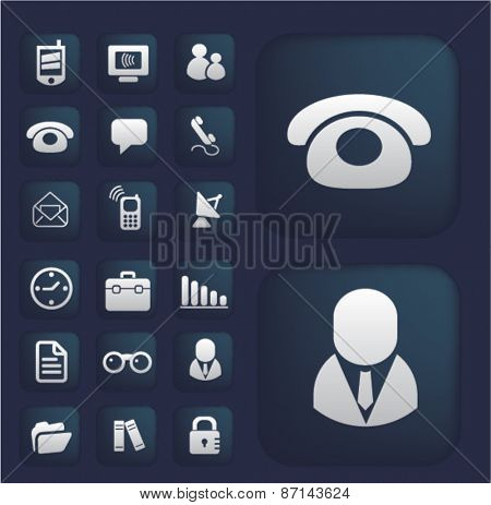 social media, phone, communication mobile buttons, icons, signs, illustrations design concept set. vector