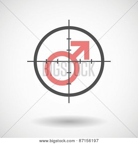 Crosshair Icon With A Male Sign