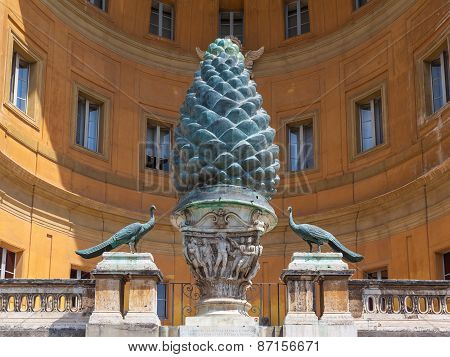 Cone And Peacock Statues