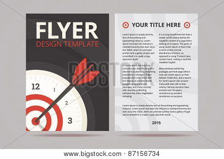 Flyer design template with time management illustration on the c
