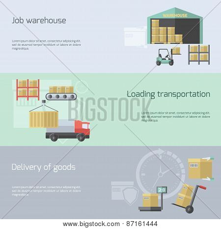 Warehouse Flat Banner Set