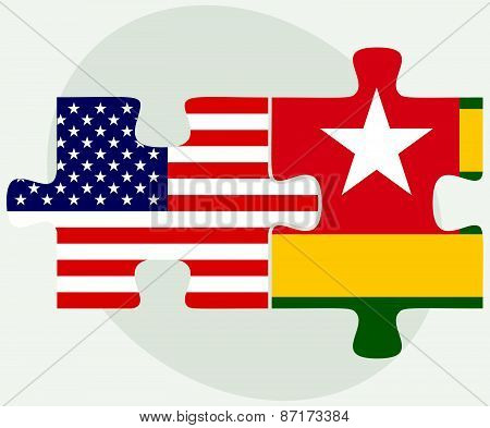 Usa And Togo Flags In Puzzle