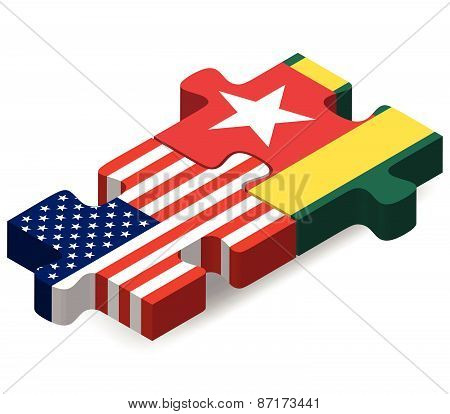 Usa And Togo Flags In Puzzle