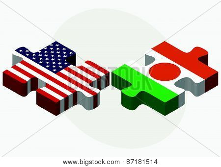 Usa And Niger Flags In Puzzle