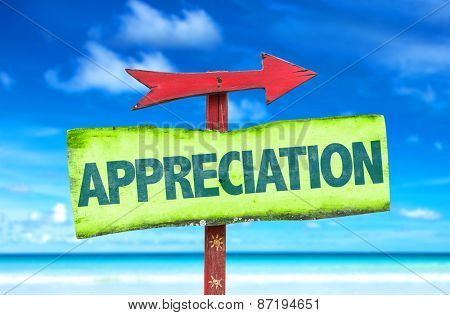 Appreciation sign with beach background