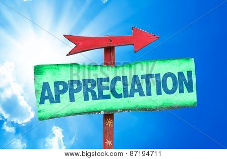 Appreciation sign with sky background