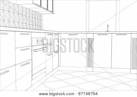 vector design process in wire-frame Illustration created of 3d