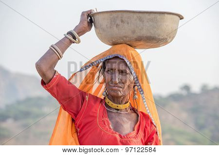 Indian Woman At The Attended The Annual Pushkar Camel Mela