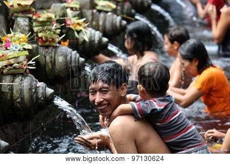Father And Son Bathing