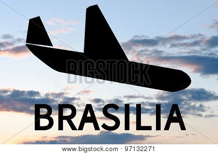 Airplane landing on Brasilia airport