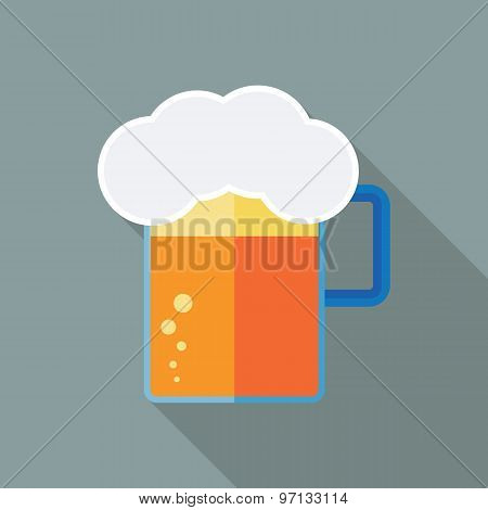 Beer Icon. Flat Vector Icon With Long Shadow Design Collection.
