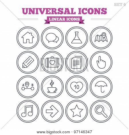 Universal linear icons set. Thin outline signs. Vector