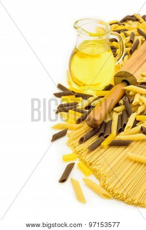 Italian Pasta Over White.