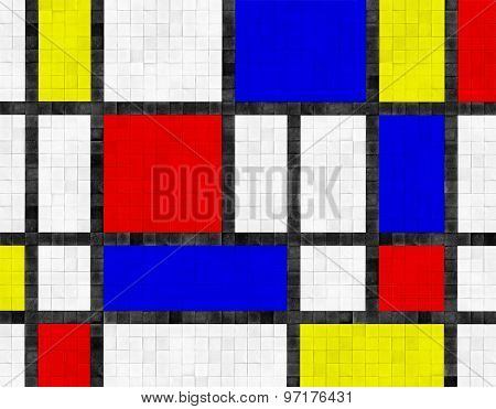 colorful floor or wall tile background - mondrian style