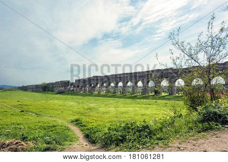 Parco degli acquedotti along the Appian way in Rome