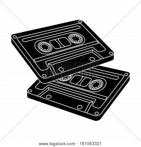 Cassettes for tape recorder.Hippy single icon in black style vector symbol stock illustration .