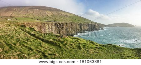 Scenic view the coastline and islands by Ballinskellig