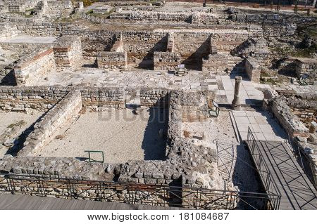 Roman ruins. The Old Roman Baths of Odessos Varna Bulgaria
