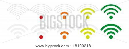 Wifi Signal Strength Icons On A White Background, Flat Style