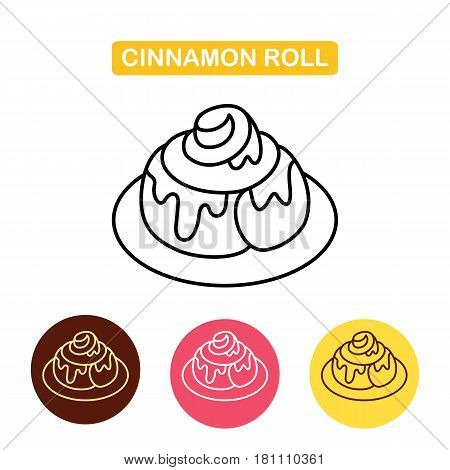 Cinnamon Bun Roll line Icon. Fresh sweet cinnamon bun. Bakery products image.  Outline vector Logo illustration.  Trendy Simple vector symbol for web site design or mobile app.