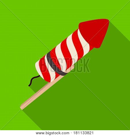Salute of a rocket on a stick.Party and parties single icon in flat style vector symbol stock web illustration.