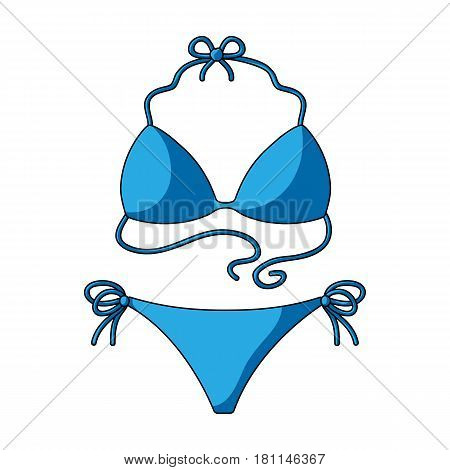 Blue swimsuit for women. Summer rest single icon in cartoon style vector symbol stock web illustration.