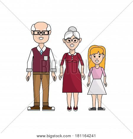 grandparents with their granddaughter icon, vector illustration design