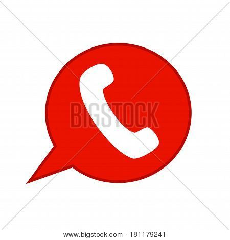 Phone icom. Red phone icon on white background.
