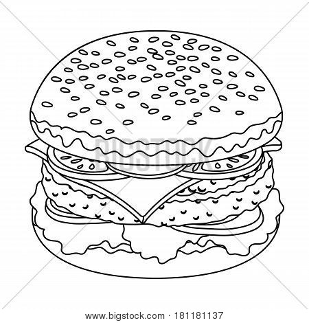 Ready burger with all the ingredients.Burgers and ingredients single icon in outline style vector symbol stock web illustration.