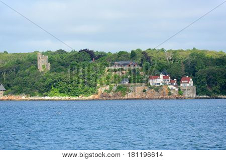 Historic oceanview mansion at Gloucester Harbor, Massachusetts, USA.