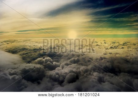 clouds photographed from an airplane blue nature background