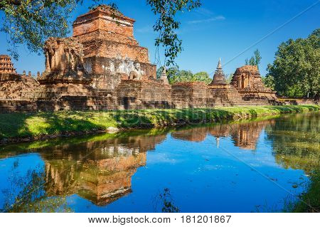 Sukhothai, Thailand - January 16 2017: Wat Mahathat Temple In The Precinct Of Sukhothai Historical P