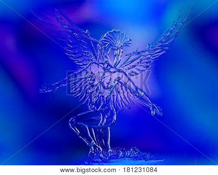 Mystic woman warior. Glass and color effect