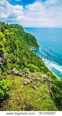 Stunning coastline on Nunggalan Beach, Uluwatu, Bali Indonesia