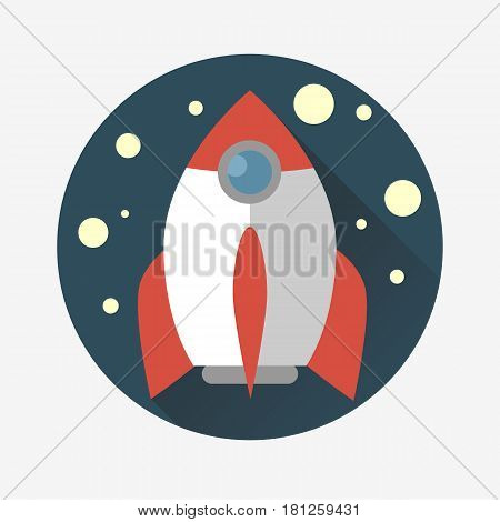 Vector illustration of a cartoon rocket in the flat style. Colored.