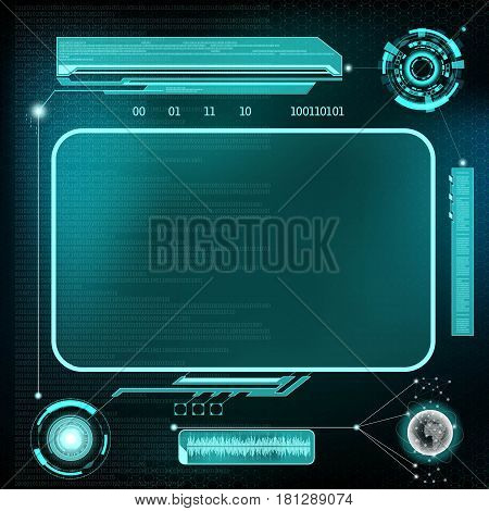 HUD interface. Futuristic dashboard with screen devices. Stock vector illustration.