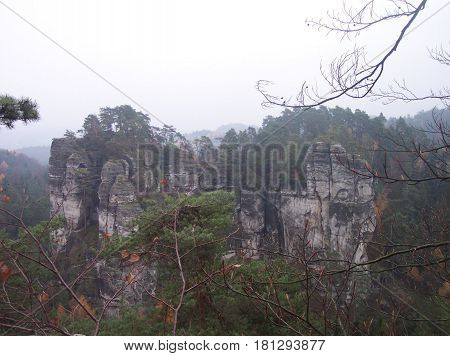 Forest landscape from protected nature reserve near Hrubá Skála in the Czech Republic
