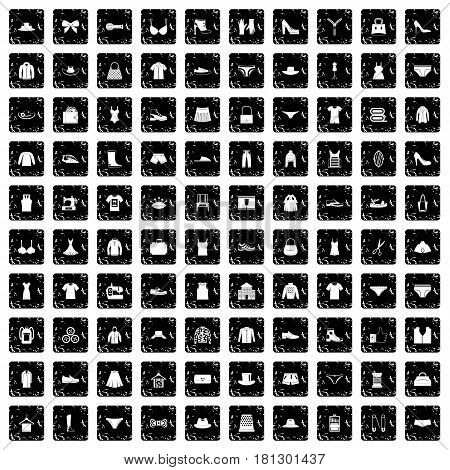 100 sewing icons set in grunge style isolated vector illustration