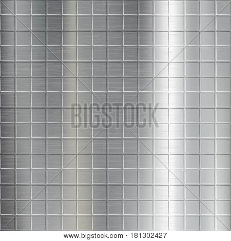 Texture of brushed metal with a geometrical pattern. Industrial background. Stock vector illustration.