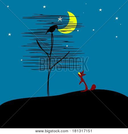 the fox, the raven and the moon