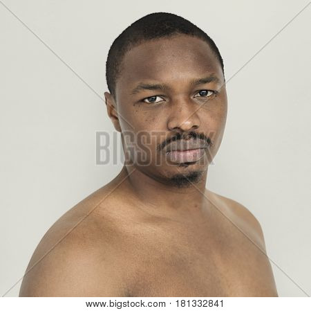 African Descent Man Barechested Studio