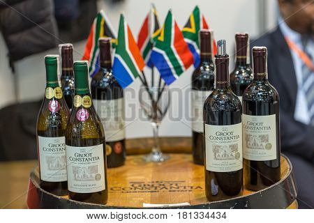 CRACOW POLAND - NOVEMBER 17 2016: International Wine Trade Fair ENOEXPO in Cracow is a professional event dedicated to wine. Every year the producers of wine from all around the world meet the importers distributors and representatives. Cracow. Poland