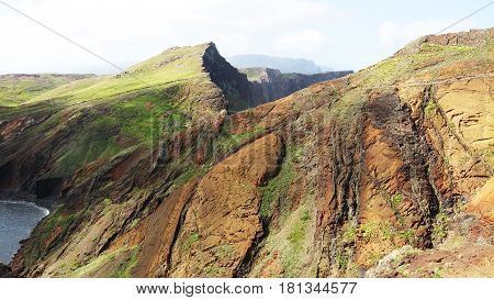 Beautiful lava mountain in Madeira island, Portugal