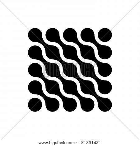Connected dots in a shape of square. Black silhouette abstract design element. Vector illustration.