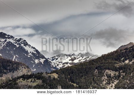 View on Cottian Alps beautiful landscape, Modane, Savoie, France